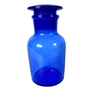  Vtg Cobalt Blue Apothecary Jar W Ground Glass Stopper 4 25 