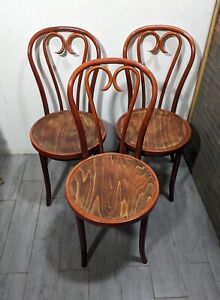 Vintage Set Of 3 Bentwood Bistro Dining Chairs Thonet Style Mid Century Modern