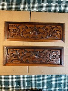 A Pair Of Chinese Antique Hand Carved Wood Panels