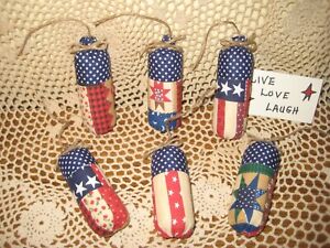 Patriotic Decor 6 Fabric Firecrackers Bowl Fillers Handmade Americana Country
