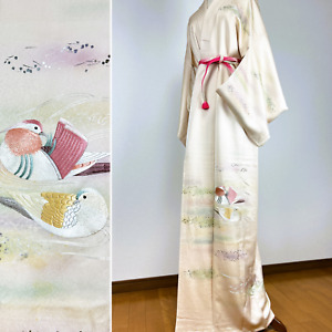  Excellent Antique Kimono Japanese Kimono Silk Kimono Robe Bird Embroidery