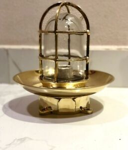 Vintage Marine Decor Home Solid Brass Nautical Ceiling Light Fixture With Shade
