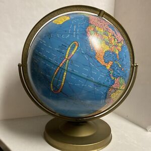 Vintage 12 Cram S Imperial World Globe On Pivoting Metal Stand Made In Usa Euc