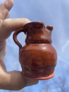 Vintage Prim Jamestown Virginia Clay Pottery Jack In Pulpit Pitcher Mini Blt7j2