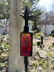 Antique Cast Iron Stained Glass Fence Post Finial Architectural