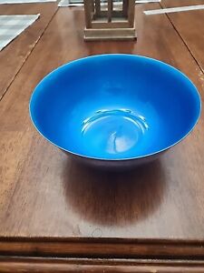 Reed Barton Silver Plated Bowl With Blue Enamel 104