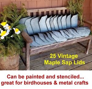 25 Vintage Maple Sap Bucket Covers Lids Art Metal Crafts Birdhouses Ready To Use
