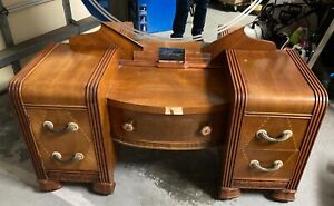 Vintage Art Deco Waterfall Vanity With 12 Sided Mirror Local Pickup Only