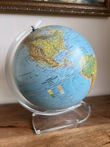 Vtg Replogle Globe 12 Inch World Horizon Series Lucite Acrylic Base Mid Century