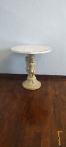 Vintage Faux Marble Table With Cherub Base Plant Stand Hollywood Regency Figural