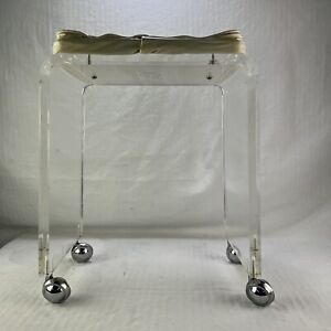 Vintage Lucite Rialto Acrylic 1970s Waterfall Stool Seat Bench On Made In Us