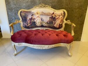 Traditional Style Louis Xv Walnut Settee Inactive