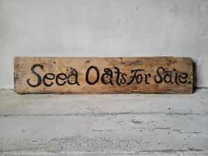Antique Seed Oats For Sale Farm Trade Sign Grainery Aafa Wood Primitive