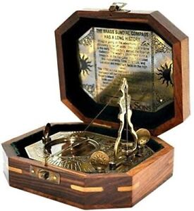 Brass Vintage 3 5inch Sundial Pendulum Antique Finish With Wooden Box Gift Item
