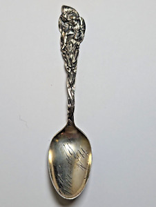 Fna Large Sterling Souvenir Spoon Stealthy Indian With Tomahawk