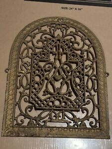 Antique Cast Iron Arched Top Wall Register Heat Grate Old Vintage