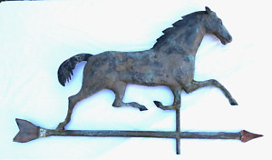Antique Copper Galloping Horse Weathervane Beautiful Patina Rare Find