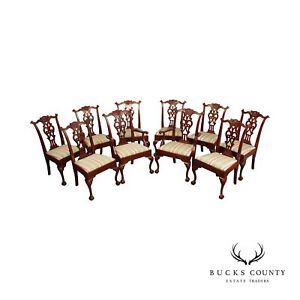 Chippendale Style Carved Mahogany Set Of 10 Dining Chairs