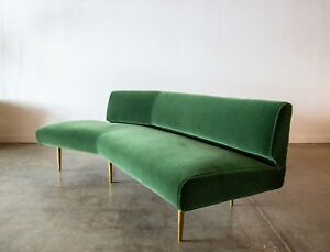 1950s Edward Wormley For Dunbar No 4756 Wing Shaped Sofa In Mohair And Brass