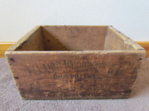 Allaire Woodward Co Wood Crate Box Antique Advertising Pharmacy Peoria Ill 