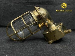 Oceanic Heavy Brass Nautical Wall Light Sconce Fixture With Junction Box