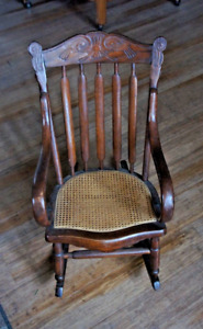 Antique Press Back Child S Rocking Chair Bentwood Arms Arrow Back Cain Seat