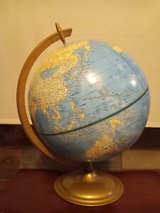 Vintage Crams Imperial No 12 World Imperial Globe Made In Usa Metal Stand 70 S