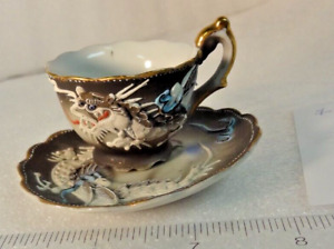 Japanese Satsuma Tea Cup White Interior Cup And Saucer So Delicate And Small