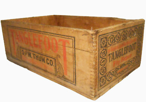 Rare Tanglefoot Fly Paper O W Thum Co Grand Rapids Mi Ink Stmpd Wd Box Ad Crate