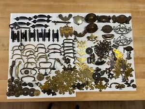 Large Vintage Lot Of Drawer Pulls Or Handles For Cabinets Or Bureaus Used