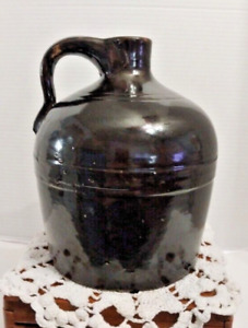 Antique Brown Stoneware Primitive Jug Crock