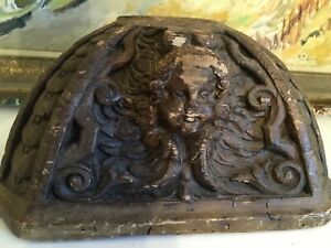 Antique French Architectural Wood Fragment Hand Carved Circa 1700s Church