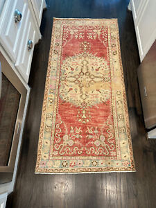 Vintage Oushak Turkish Rug Hand Knotted Faded Distressed Rug 2 8 X 5 11 