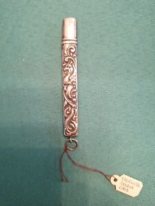 Victorian Art Nouveau Sterling Silver Sewing Needle Case Ornate Letter S 