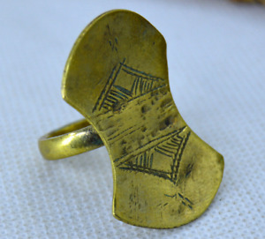 Ancient Antique African Bronze Ring Tuareg Ring Engraved Berber Bohemian Jewelry