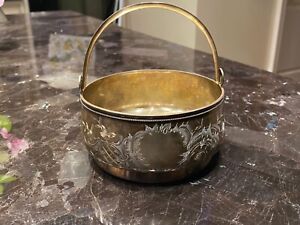 Antique Imperial Russian 84 Silver Sugar Candy Basket Bowl