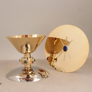 Philip Paval Gilt Sterling Silver Chalice Paten Cup Plate Los Angeles Modern