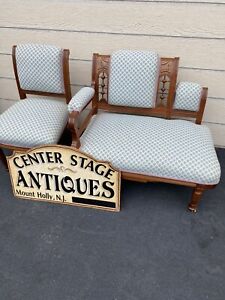 45043 Antique Victorian Settee Loveseat Chair