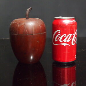 Vintage Carved Mahogany English Apple Tea Caddy