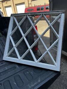 Antique C1900 Mission Style Tudor Diamond Pane Window Frame 29 5 X 27 5 X 1 75