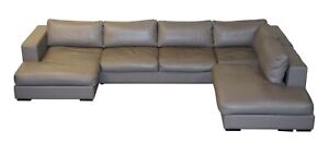 Sublime Rrp 18 000 Bo Concepts Cenova Grey Leather Corner Sofa Chaise Seats 5 6