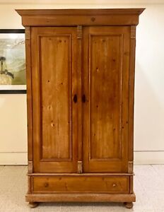 19th Century French Inspired Pine And Oak Armoire 