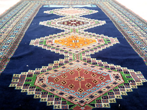 Vintage Bokhara Rug Wool Geometric Hand Knotted Area Rugs Pakistan Bukhara 4x6