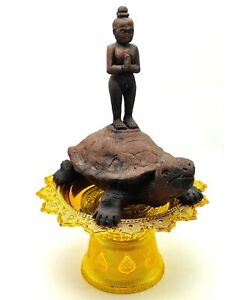 7 Very Rare Kuman Tong On Turtle Statue Fetish Fortune Thai Buddha Amulet 4054