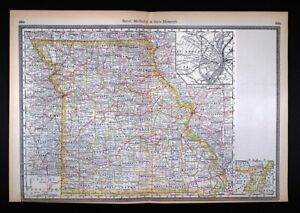 1881 Mcnally Railroad Map Missouri St Louis Kansas City St Joseph Columbia Mo