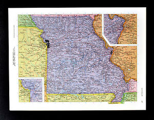 C1970 Mcnally Cosmo Map Missouri St Louis Kansas City Jefferson Columbia Mo