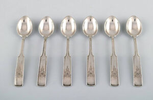 Hans Hansen Silverware Number 2 Set Of Six Coffee Spoons In All Silver 1937