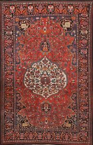 Pre 1900 Antique Sarouk Farahan Vegetable Dye Hand Knotted Area Rug 4 X7 Carpet