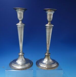 Rc English Sterling Silver Candlestick Pair 10 3 4 X 4 3 4 5766 