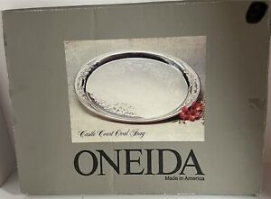 Vintage Oneida Castle Court Large Oval Silver Plate Serving Tray 21 5 8ths 